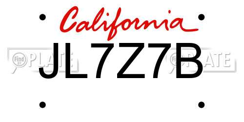 JL7Z7B California License Plate