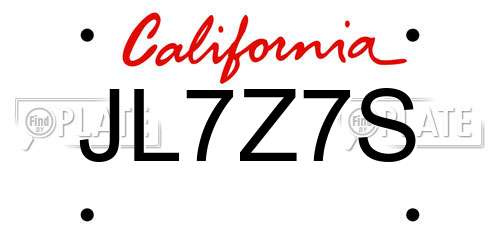 JL7Z7S California License Plate