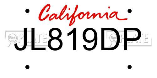 JL819DP California License Plate