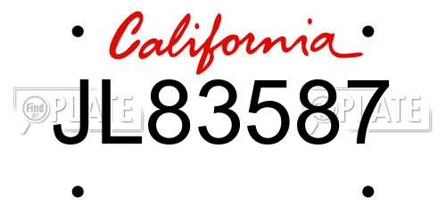 JL83587 California License Plate