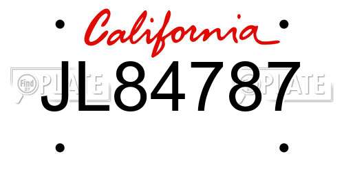JL84787 California License Plate