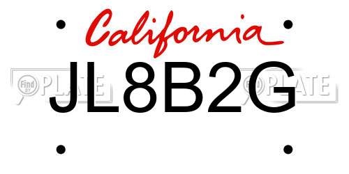 JL8B2G California License Plate