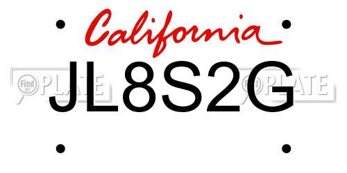 JL8S2G California License Plate