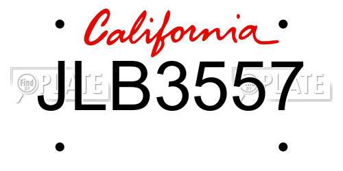 JLB3557 California License Plate