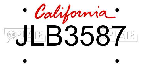 JLB3587 California License Plate