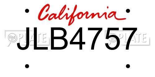 JLB4757 California License Plate