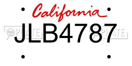 JLB4787 California License Plate