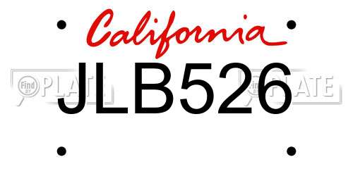 JLB526 California License Plate