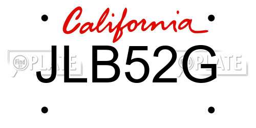 JLB52G California License Plate