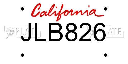 JLB826 California License Plate