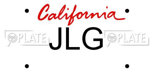 JLG California License Plate