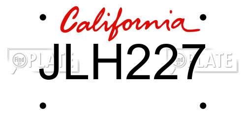 JLH227 California License Plate