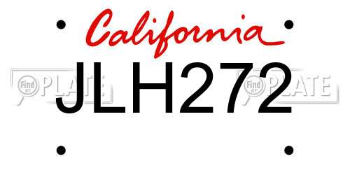 JLH272 California License Plate