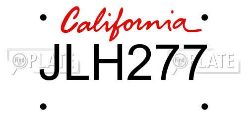 JLH277 California License Plate