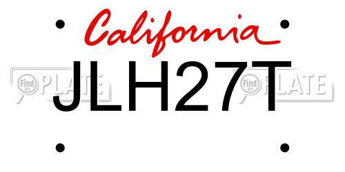 JLH27T California License Plate
