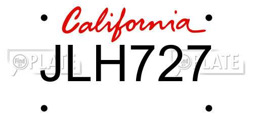 JLH727 California License Plate