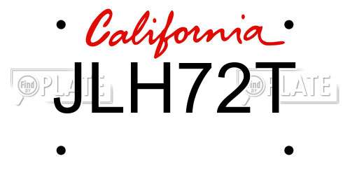JLH72T California License Plate
