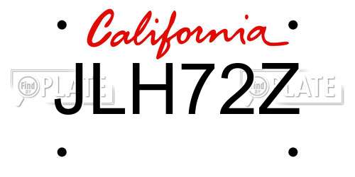 JLH72Z California License Plate