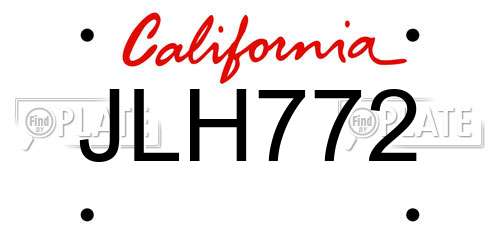 JLH772 California License Plate