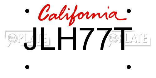 JLH77T California License Plate