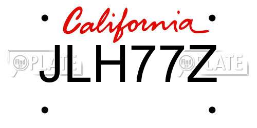 JLH77Z California License Plate