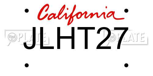 JLHT27 California License Plate