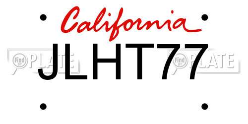 JLHT77 California License Plate