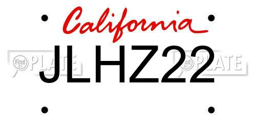 JLHZ22 California License Plate