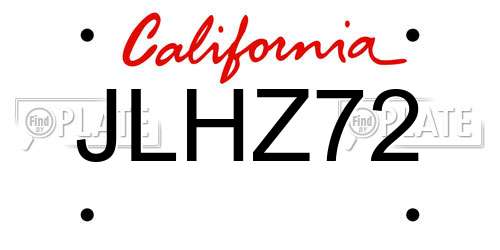 JLHZ72 California License Plate
