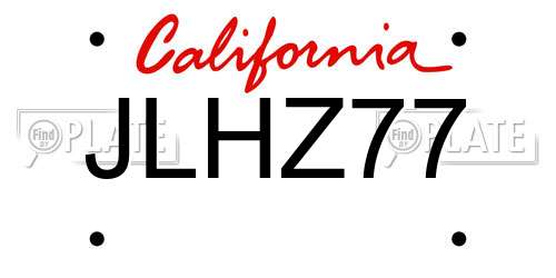 JLHZ77 California License Plate