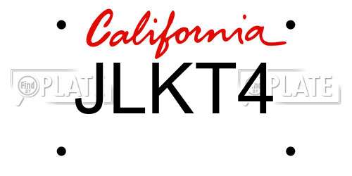 JLKT4 California License Plate