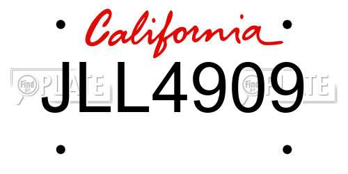 JLL4909 California License Plate