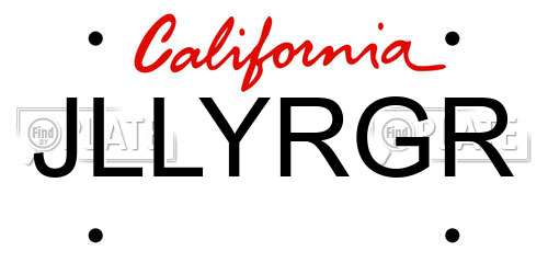 JLLYRGR California License Plate