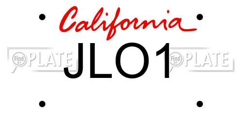 JLO1 California License Plate
