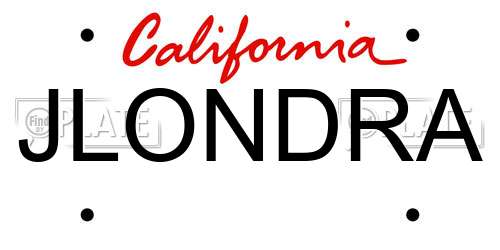 JLONDRA California License Plate