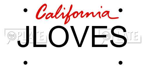 JLOVES California License Plate
