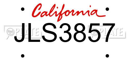 JLS3857 California License Plate
