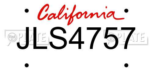 JLS4757 California License Plate