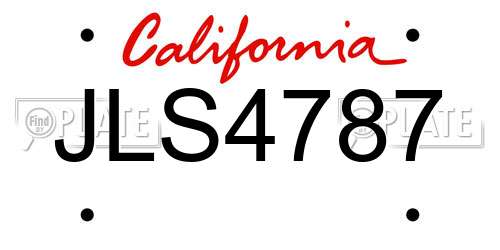JLS4787 California License Plate