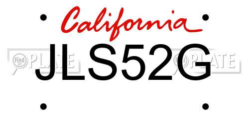 JLS52G California License Plate