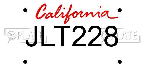 JLT228 California License Plate