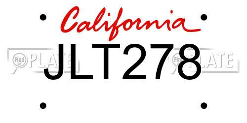 JLT278 California License Plate