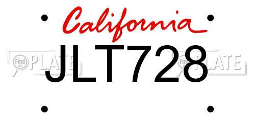 JLT728 California License Plate