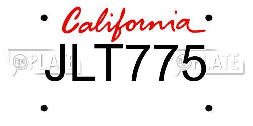 JLT775 California License Plate
