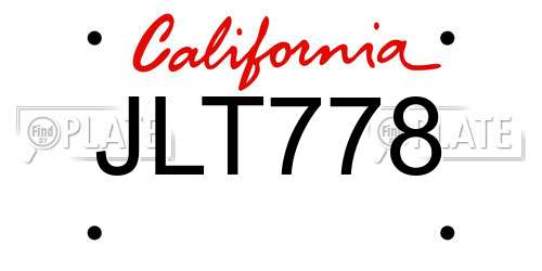 JLT778 California License Plate