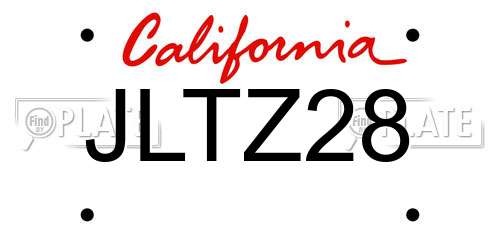 JLTZ28 California License Plate