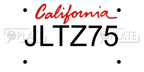 JLTZ75 California License Plate