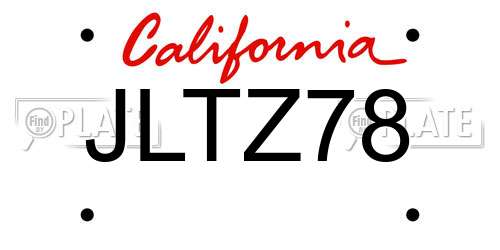 JLTZ78 California License Plate