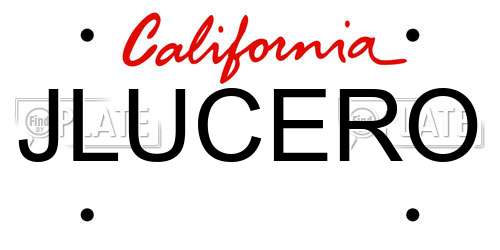 JLUCERO California License Plate