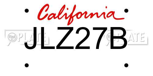 JLZ27B California License Plate